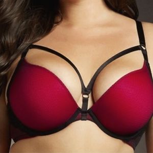 Red fishnet scrappy bra